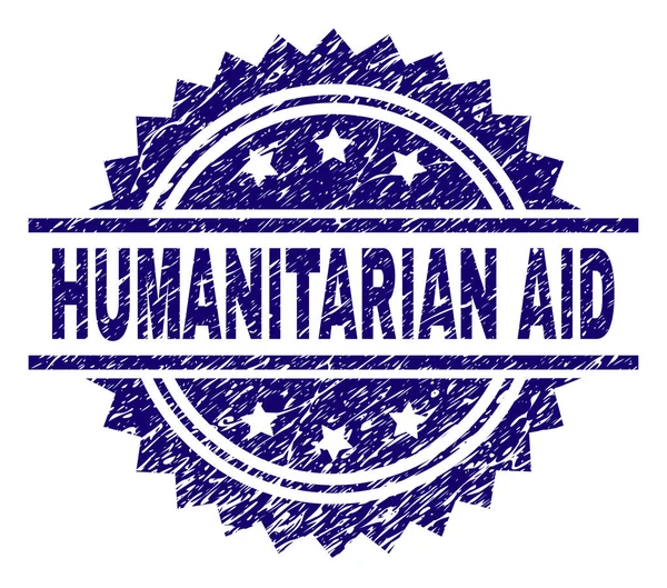 Grunge Textured HUMANITARIAN AID Timbro Sigillo — Vettoriale Stock