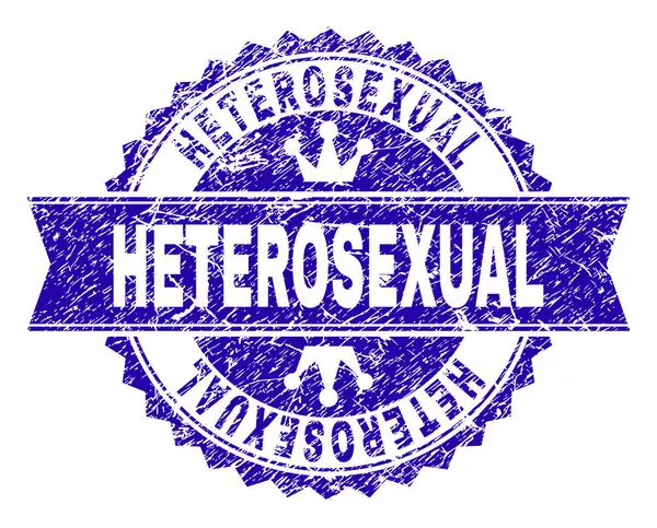 Scratched Textured HETEROSEXUAL Stamp Seal with Ribbon — Stock Vector