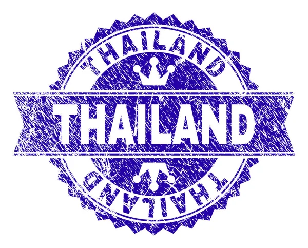 Gekrast getextureerde Thailand stempel-zegel met lint — Stockvector