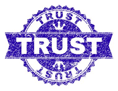 Grunge güven damga mühür kurdele ile dokulu