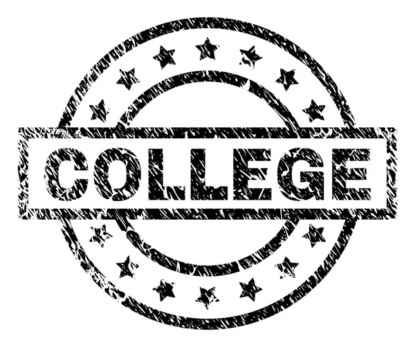 Scratched Textured COLLEGE Stamp Seal — Stock Vector