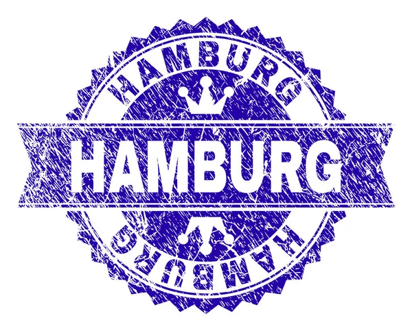 Zerkratzte texturierte Hamburger Briefmarke mit Schleife — Stockvektor