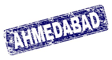 Yuvarlatılmış dikdörtgen damga çizilmiş Ahmedabad çerçeveli