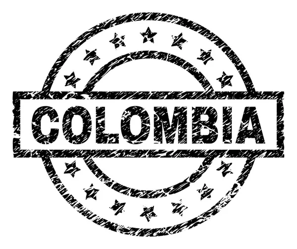 Scratched Textured COLOMBIA Stamp Seal — Stock Vector
