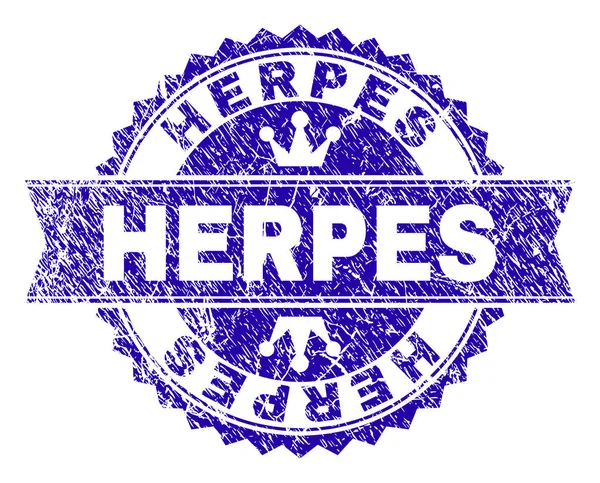 Sello de sello de herpes texturizado rayado con cinta — Vector de stock