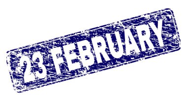 Grunge 23 Şubat yuvarlatılmış dikdörtgen damga çerçeveli.