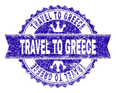Grunge Yunanistan damga mühür kurdele ile seyahat dokulu