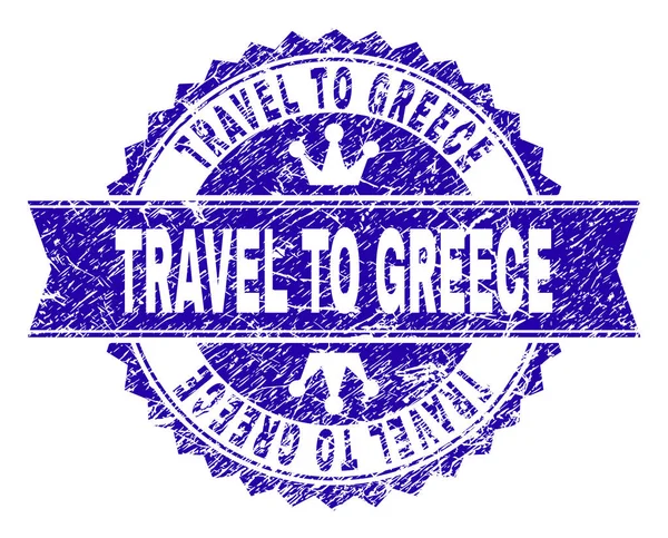Grunge υφής ταξίδια στην Ελλάδα σφραγίδα σφραγίδα με κορδέλα — Διανυσματικό Αρχείο