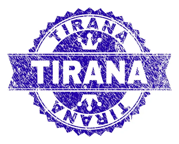 Scratched Textured TIRANA Stamp Seal with Ribbon — Stock Vector