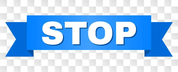 Blue Ribbon Stop açıklamalı alt yazılı — Stok Vektör