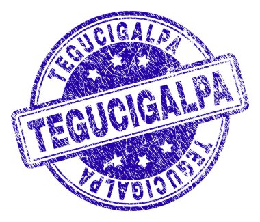 Tegucigalpa damga mühür Künye doku ile. Yuvarlak köşeli dikdörtgenler ve daireler ile tasarlanmış. Mavi vektör kauçuk baskı Tegucigalpa başlık doku ile.