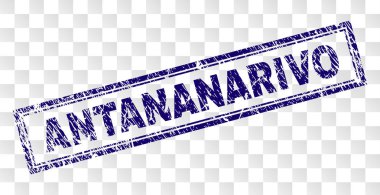 Antananarivo damga mühür kauçuk yazdırma stilini ve Çift Kişilik çerçeveli dikdörtgen şekli ile künye. Damga şeffaf bir arka plan üzerine yerleştirilen.