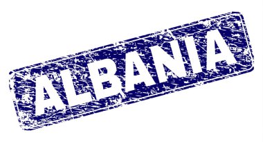 Yuvarlatılmış dikdörtgen damga grunge Arnavutluk çerçeveli