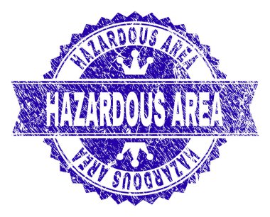 Grunge tehlikeli alan damga mühür kurdele ile dokulu