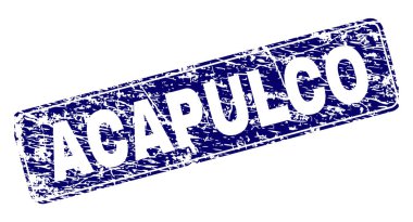Yuvarlatılmış dikdörtgen damga grunge Acapulco çerçeveli