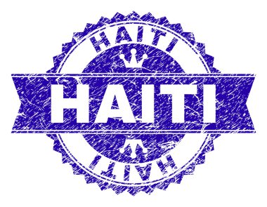 Dokulu Haiti damga mühür kurdele ile çizik
