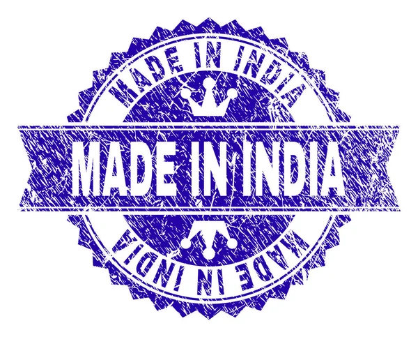 Grunge getextureerde Made In India stempel zegel met lint — Stockvector