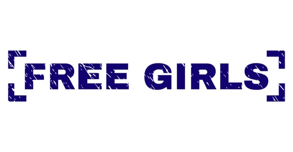 Sello de sello de chicas libres con textura rayada entre esquinas — Archivo Imágenes Vectoriales