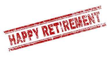 Çizik dokulu mutlu emeklilik damga mühür