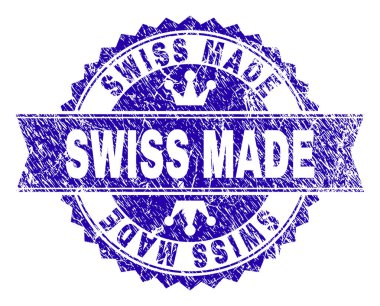 Grunge İsviçre yapılmış damga mühür kurdele ile dokulu