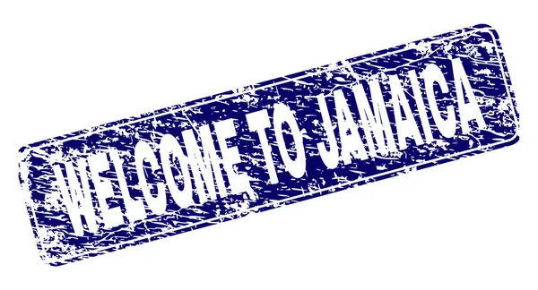 ジャマイカ グランジへようこそフレーム角丸長方形のスタンプ — ストックベクタ