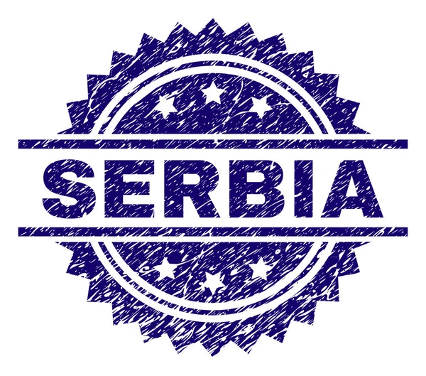 Sello de sello SERBIA con textura rayada — Vector de stock