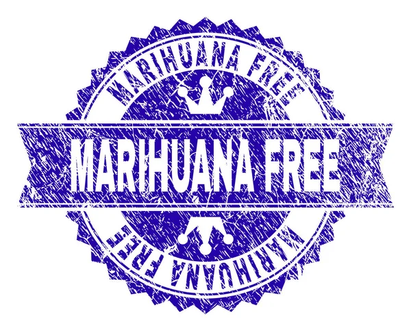 Grunge Textured MARIHUANA FREE Stamp Seal with Ribbon — Stock Vector