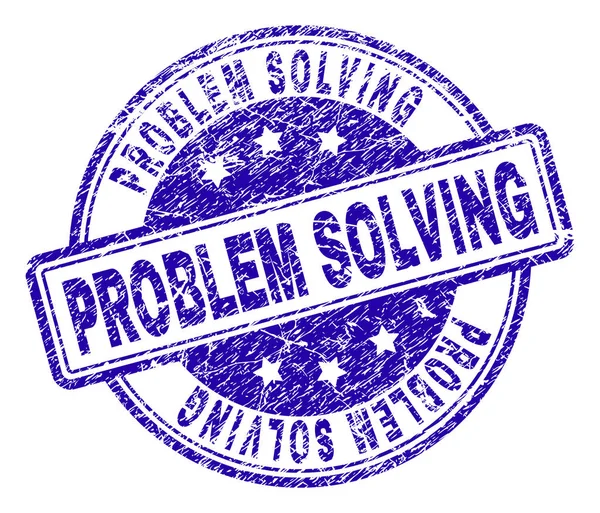 Scratched Textured PROBLEM SOLVING Stamp Seal — Stock Vector