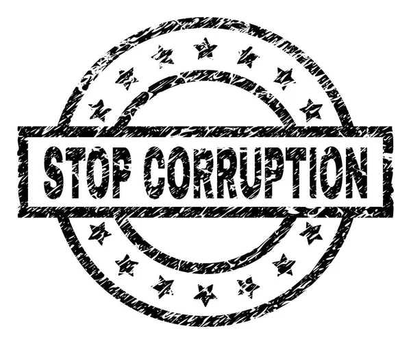 Grunge getextureerde Stop corruptie stempel-zegel — Stockvector