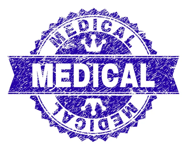 Selo texturizado riscado do selo do MEDICAL com fita —  Vetores de Stock