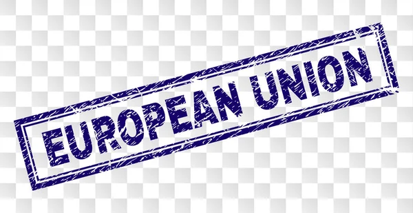 Gekraste Europese Unie rechthoek stempel — Stockvector