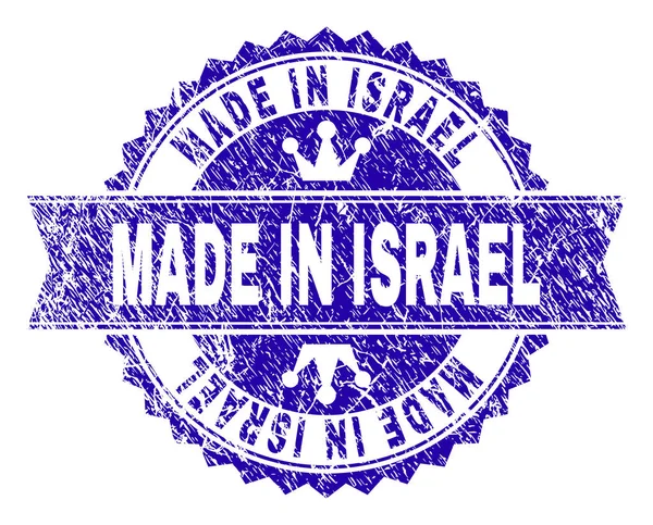 Scratched Textured MADE IN ISRAEL Stamp Seal with Ribbon — Stock Vector