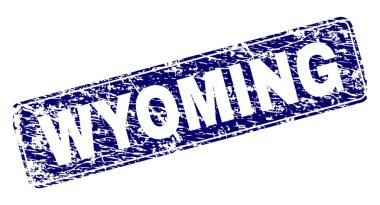 Yuvarlatılmış dikdörtgen damga grunge Wyoming çerçeveli
