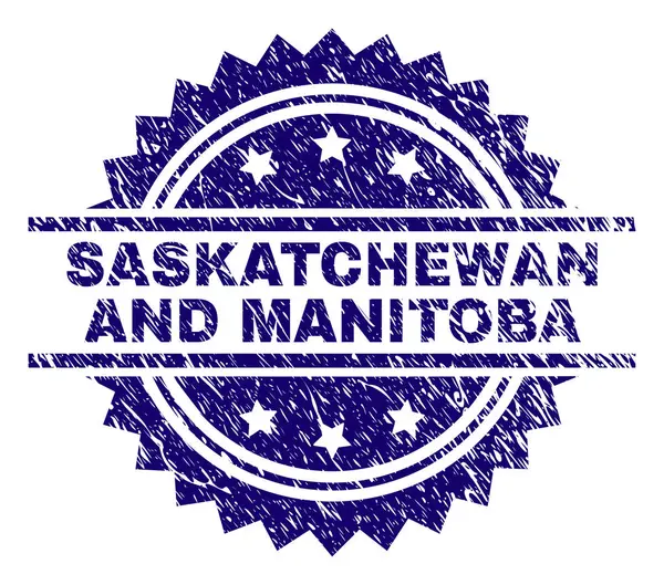 Saskatchewan Manitoba Stempel Zegel Watermerk Met Nood Stijl Blauwe Vector — Stockvector