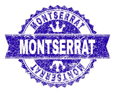 Grunge Montserrat damga mühür kurdele ile dokulu