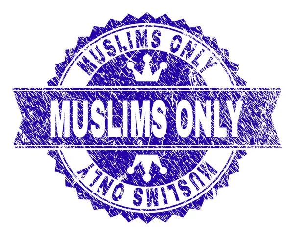 Scratched Textured MUSLIMS ONLY Stamp Seal with Ribbon — Stock Vector