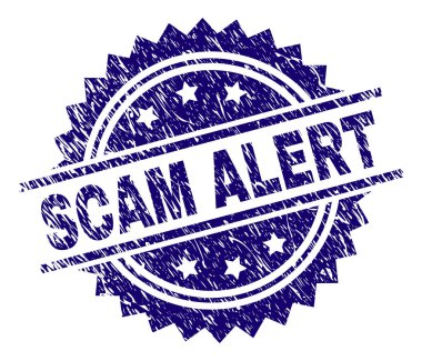 Grunge Scam uyarı damga mühür dokulu