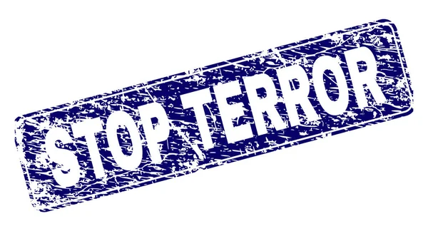 Sello de rectángulo redondeado enmarcado STOP TERROR rayado — Archivo Imágenes Vectoriales