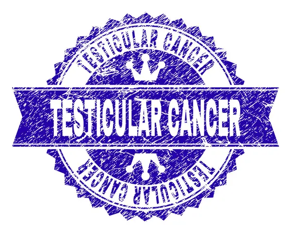 Segel Stamp CANCER TESTICULAR Bertekstur Grunge dengan Ribbon - Stok Vektor