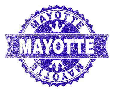 Dokulu Mayotte damga mühür kurdele ile çizik