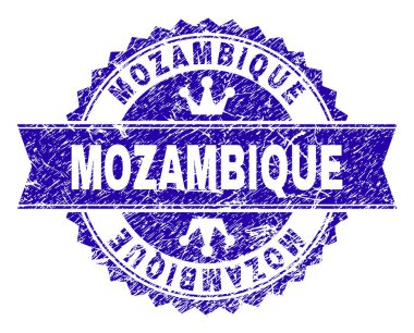 Grunge Mozambik damga mühür kurdele ile dokulu