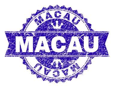 Dokulu Macau damga mühür kurdele ile çizik