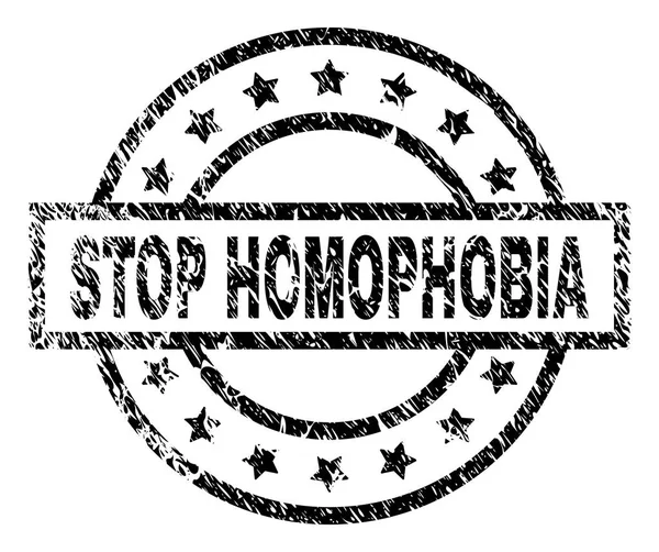 Gekrast getextureerde Stop homofobie stempel-zegel — Stockvector
