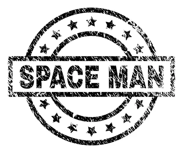 Grunge Textured SPACE MAN Stamp Seal — Stock Vector