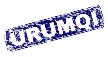 Yuvarlatılmış dikdörtgen damga grunge Urumçi çerçeveli