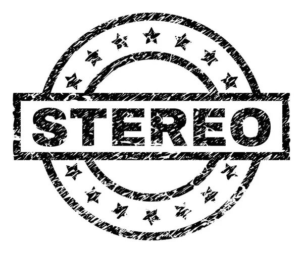Grunge Stereo damga mühür dokulu — Stok Vektör