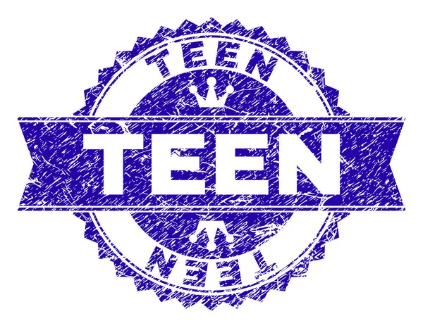 Selo de selo TEEN texturizado Grunge com fita —  Vetores de Stock