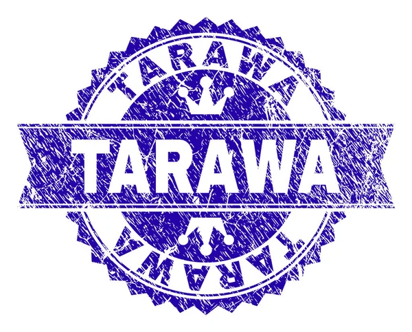 Scratched Textured TARAWA Stamp Seal with Ribbon — Stock Vector