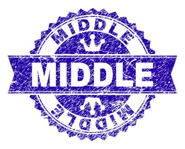 Grunge orta damga mühür kurdele ile dokulu