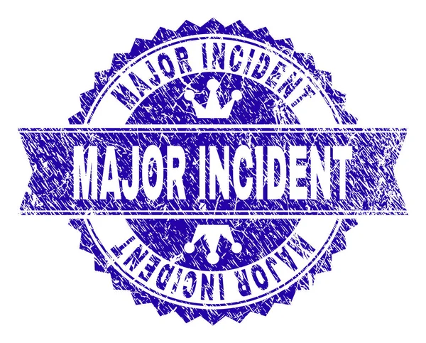 Grunge getextureerde Major Incident stempel-zegel met lint — Stockvector